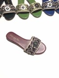 women's shoes thick bottom word dragging toe sandals and slippers flat wear beach sandals female