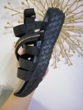 Summer leather luxury sports flat sandals zipper decorative platform Roman for men and women