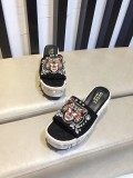 wild leather cherry rhinestone high heel rope bottom sandals and slippers cat head slippers women