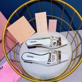 summer horse hair letter sandals and slippers women's leather square head low heel sandals women