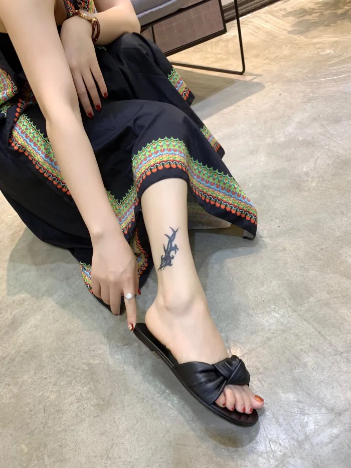summer open-toe shoes flat with wild bow sandals and slippers