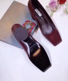slanted square head flat head women's shoes