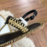 flat herringbone sandals female summer double C woven women's shoes