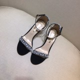 Word with high heel sandals Joker handmade beaded pearl stiletto open toe shoes