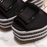ummer woven thick-soled sandals open toe buckle shoes