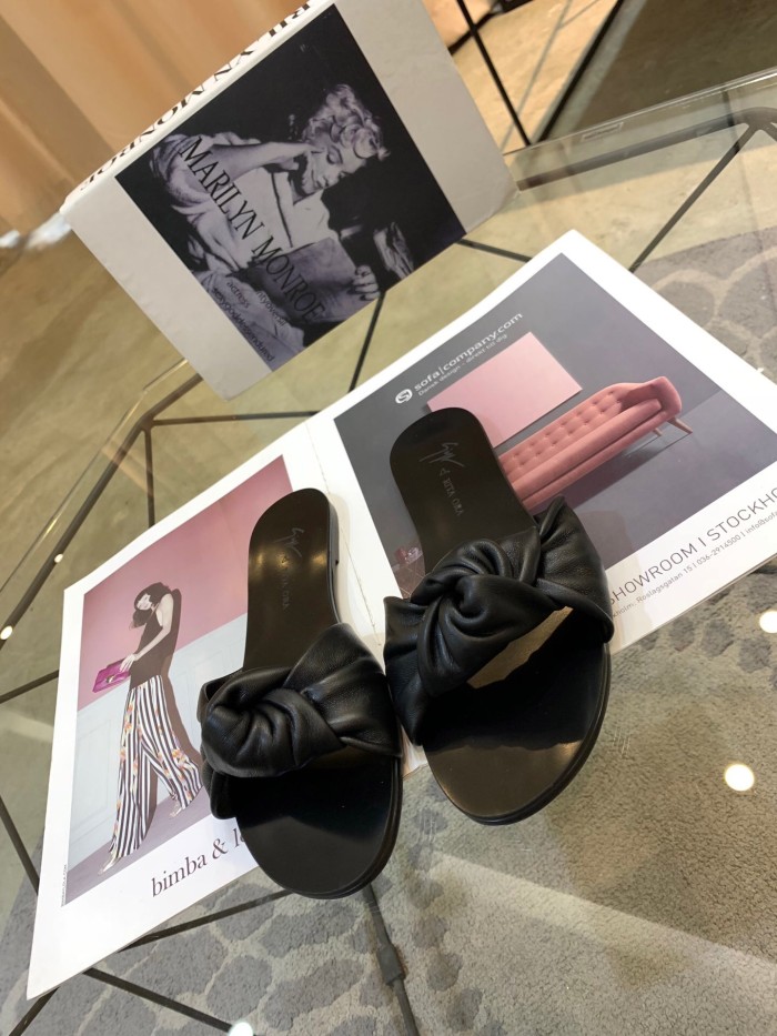 summer open-toe shoes flat with wild bow sandals and slippers