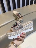 wild leather cherry rhinestone high heel rope bottom sandals and slippers cat head slippers women