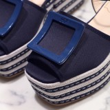 ummer woven thick-soled sandals open toe buckle shoes