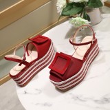 ummer woven thick-soled sandals open toe buckle shoes