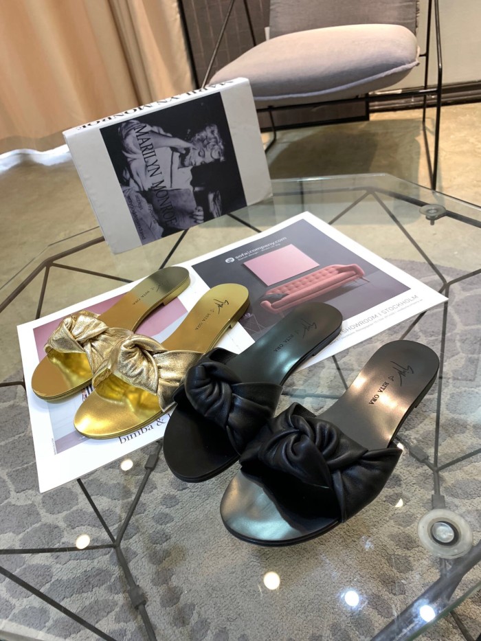 summer open-toe shoes flat with wild bow sandals and slippers
