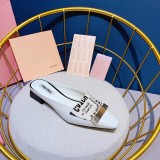 summer horse hair letter sandals and slippers women's leather square head low heel sandals women