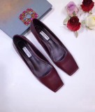 slanted square head flat head women's shoes