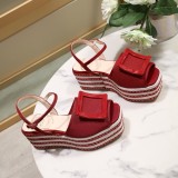 ummer woven thick-soled sandals open toe buckle shoes
