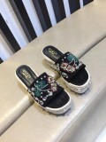 wild leather cherry rhinestone high heel rope bottom sandals and slippers cat head slippers women