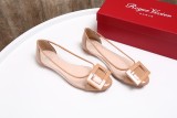 women's shoes summer round head square buckle stitching transparent set foot wild flat shoes