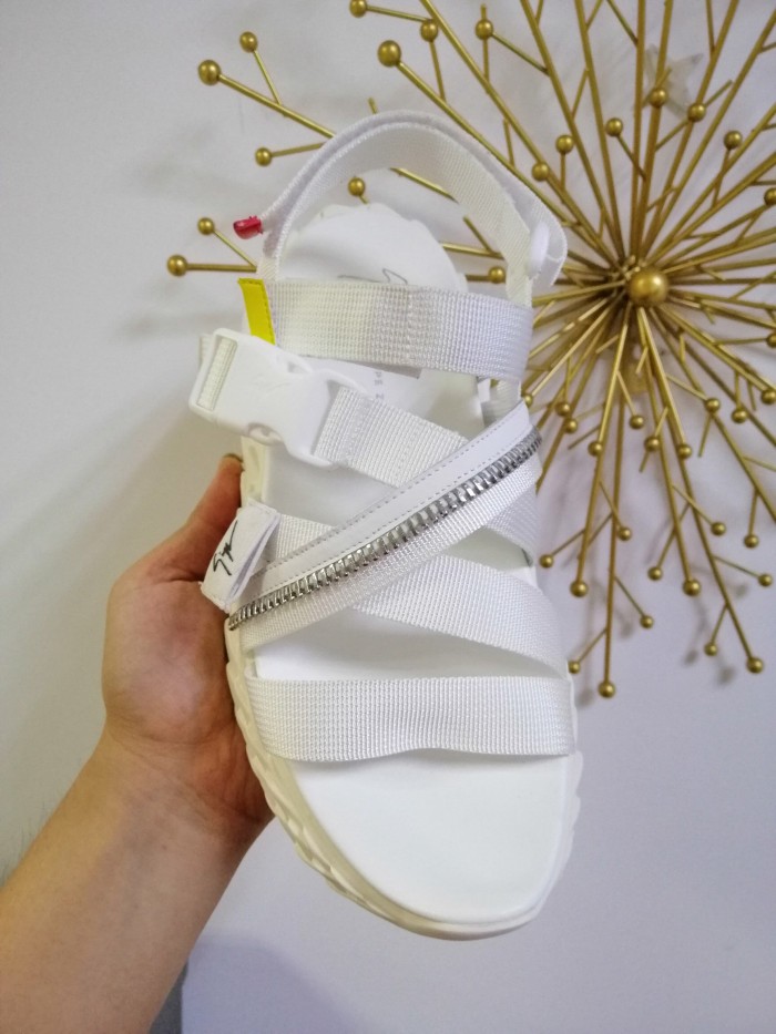 Summer leather luxury sports flat sandals zipper decorative platform Roman for men and women