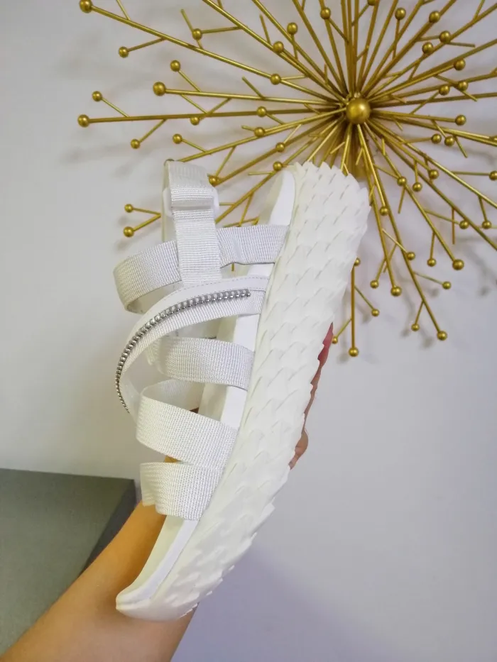 Summer leather luxury sports flat sandals zipper decorative platform Roman for men and women