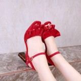 summer high heel sandals female sheepskin thick with women's shoes wedges belt buckle casual shoes