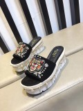 wild leather cherry rhinestone high heel rope bottom sandals and slippers cat head slippers women