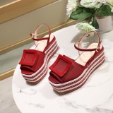 ummer woven thick-soled sandals open toe buckle shoes