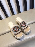 wild leather cherry rhinestone high heel rope bottom sandals and slippers cat head slippers women