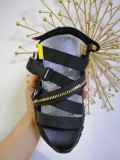 Summer leather luxury sports flat sandals zipper decorative platform Roman for men and women