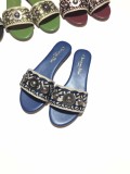 women's shoes thick bottom word dragging toe sandals and slippers flat wear beach sandals female