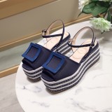 ummer woven thick-soled sandals open toe buckle shoes