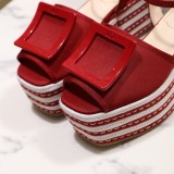 ummer woven thick-soled sandals open toe buckle shoes