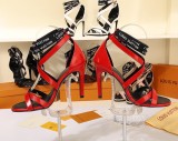 spring and summer models women's high heels with words open toe sandals black satin women's shoes round head stiletto shoes