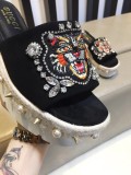wild leather cherry rhinestone high heel rope bottom sandals and slippers cat head slippers women
