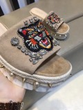 wild leather cherry rhinestone high heel rope bottom sandals and slippers cat head slippers women