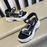 Summer pearl open toe leather thick-soled sponge cake Rome increased sandals women