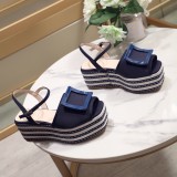 ummer woven thick-soled sandals open toe buckle shoes