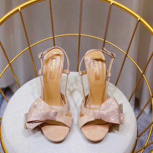 2019 summer new fairy wind wild leather rhinestone bow stiletto high heel women sandals