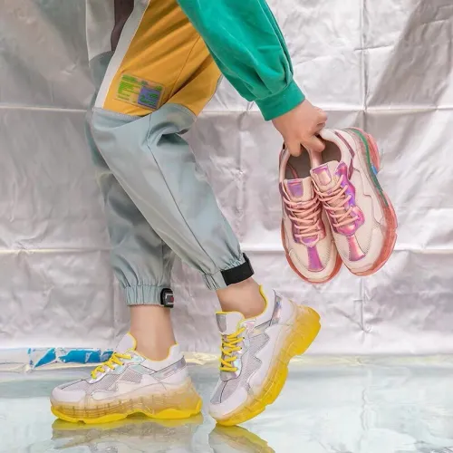 Breathable height increase sports shoes women's wild 2019 spring and summer and autumn new casual thick-soled old shoes