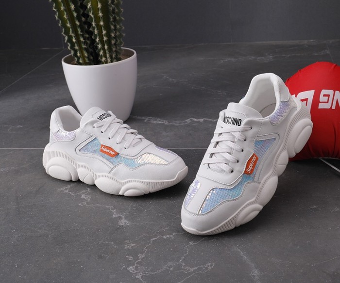 Bear bottom low shoes casual shoes soft bottom wild leather small white shoes thick soles sneakers