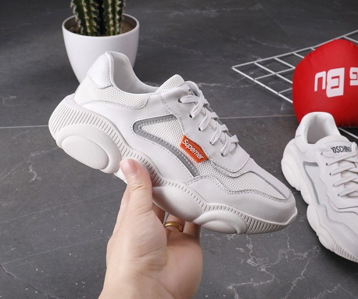 Bear bottom low shoes casual shoes soft bottom wild leather small white shoes thick soles sneakers