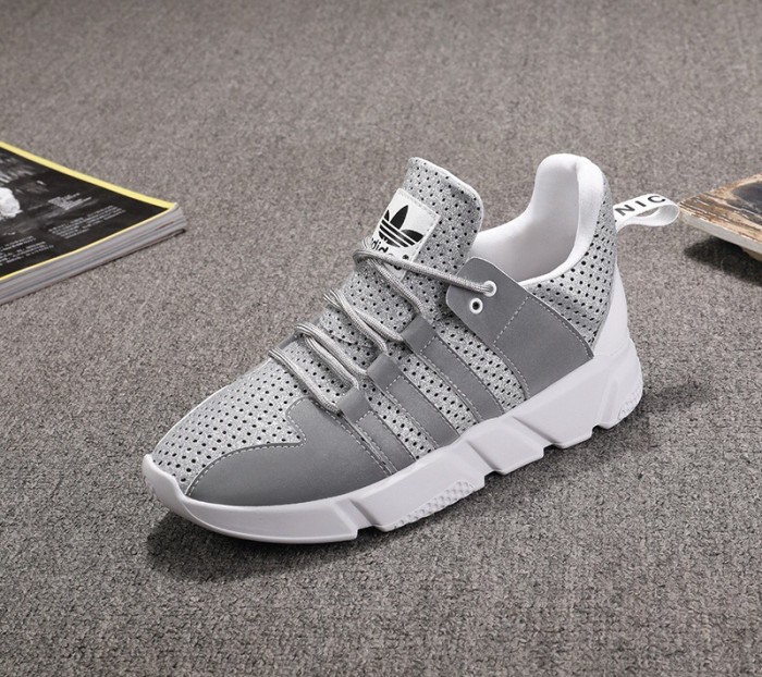 Couple models men's shoes women's shoes flat bottom flying woven reflective white shoes breathable casual shoes lightweight shoes