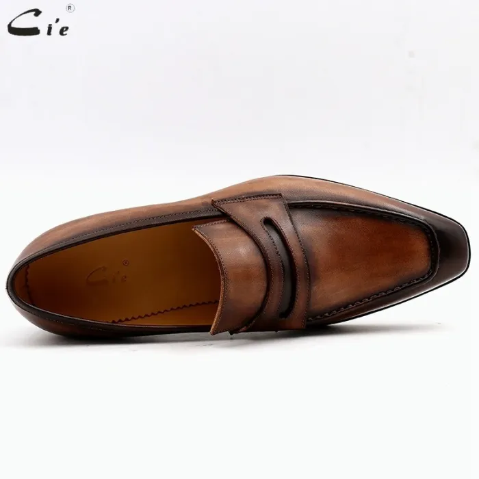 square toe patina hand-painted calf leather bespoke leather men shoe handmade calf leather breathable men's boat