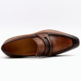 square toe patina hand-painted calf leather bespoke leather men shoe handmade calf leather breathable men's boat