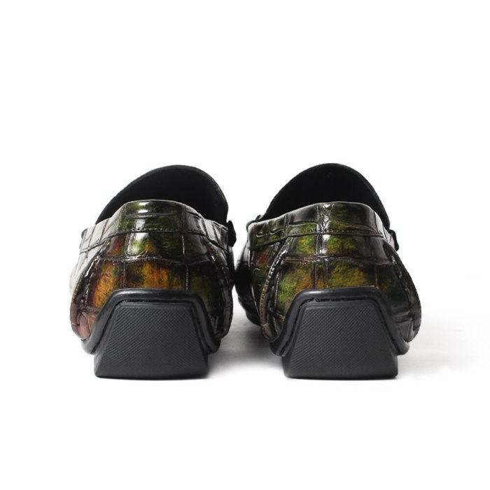 Handmade Luxury Fashion Party Designer Moccasins Alligator Crocodile Skin Male Genuine Leather Shoes Men Casual Shoes