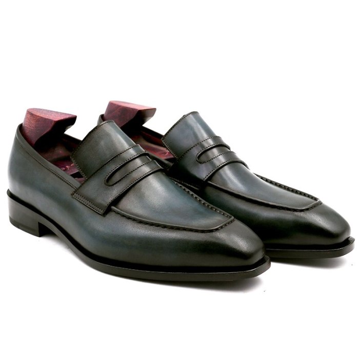 square toe patina hand-painted calf leather bespoke leather men shoe handmade calf leather breathable men's boat