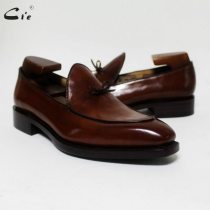 square toe bow tie brown boat  shoe hand-painted calf leather men shoe handmade can change color breathable men's loafer 171