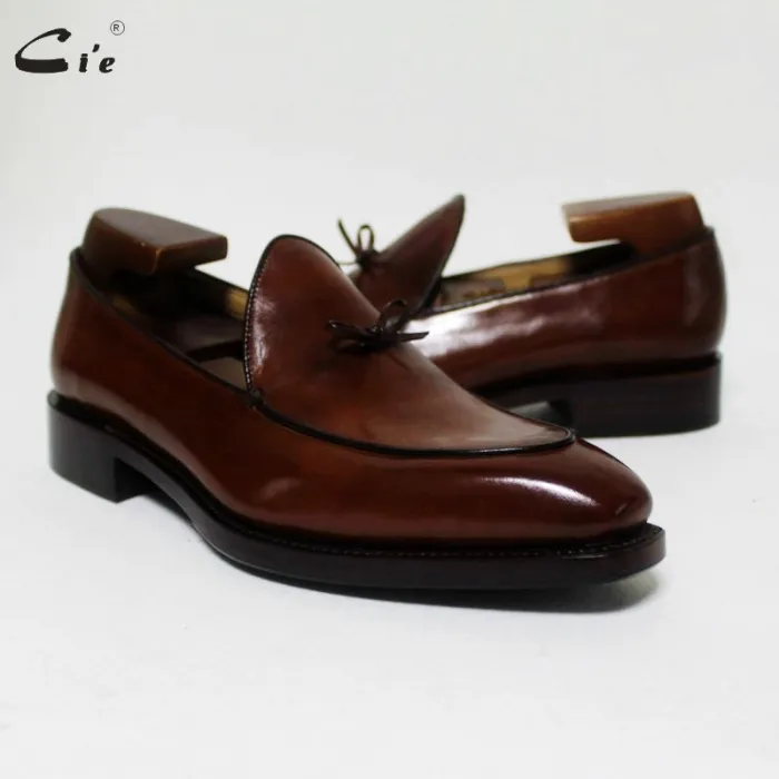 square toe bow tie brown boat  shoe hand-painted calf leather men shoe handmade can change color breathable men's loafer 171