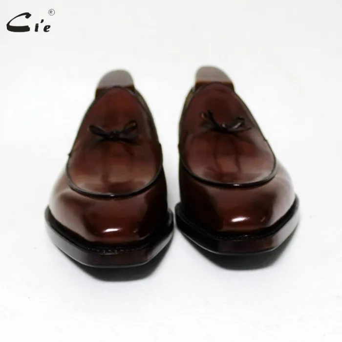 square toe bow tie brown boat  shoe hand-painted calf leather men shoe handmade can change color breathable men's loafer 171
