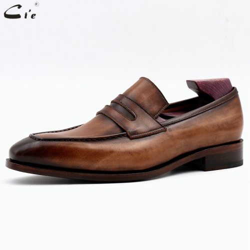 square toe patina hand-painted calf leather bespoke leather men shoe handmade calf leather breathable men's boat