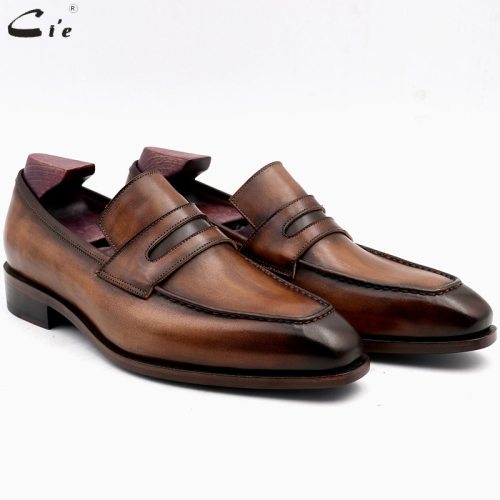 square toe patina hand-painted calf leather bespoke leather men shoe handmade calf leather breathable men's boat