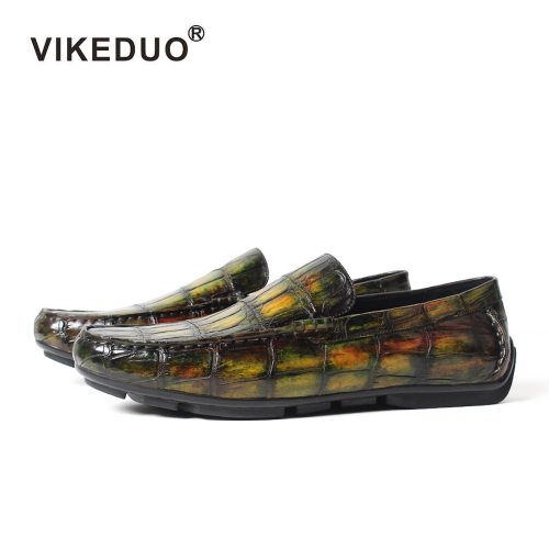 Handmade Luxury Fashion Party Designer Moccasins Alligator Crocodile Skin Male Genuine Leather Shoes Men Casual Shoes