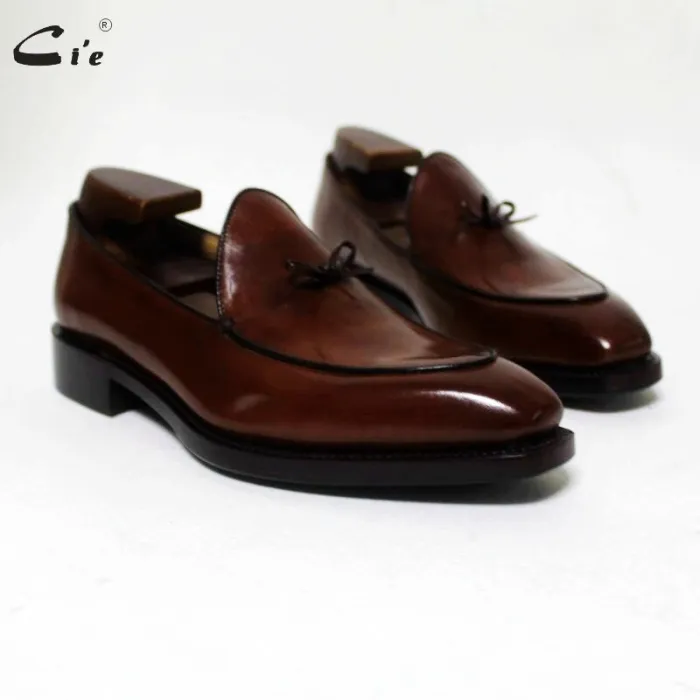 square toe bow tie brown boat  shoe hand-painted calf leather men shoe handmade can change color breathable men's loafer 171
